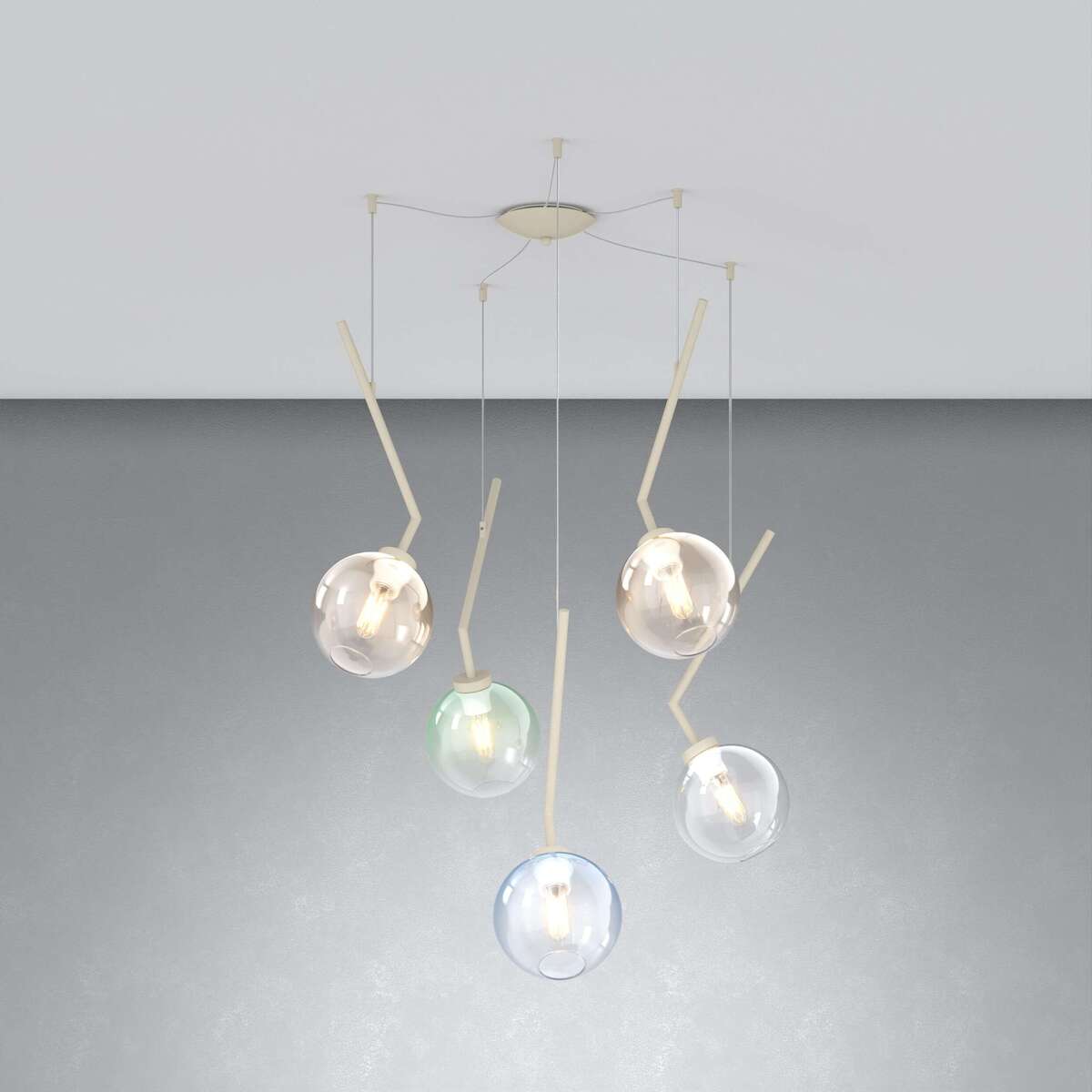 1240SA/S5 S-MP L-LINE SOSP. SABBIA 5 LUCI SPOSTABILE VETRI 2X AMBRA + 1X VERDE + 1X BLU + 1X TRASPARENTE