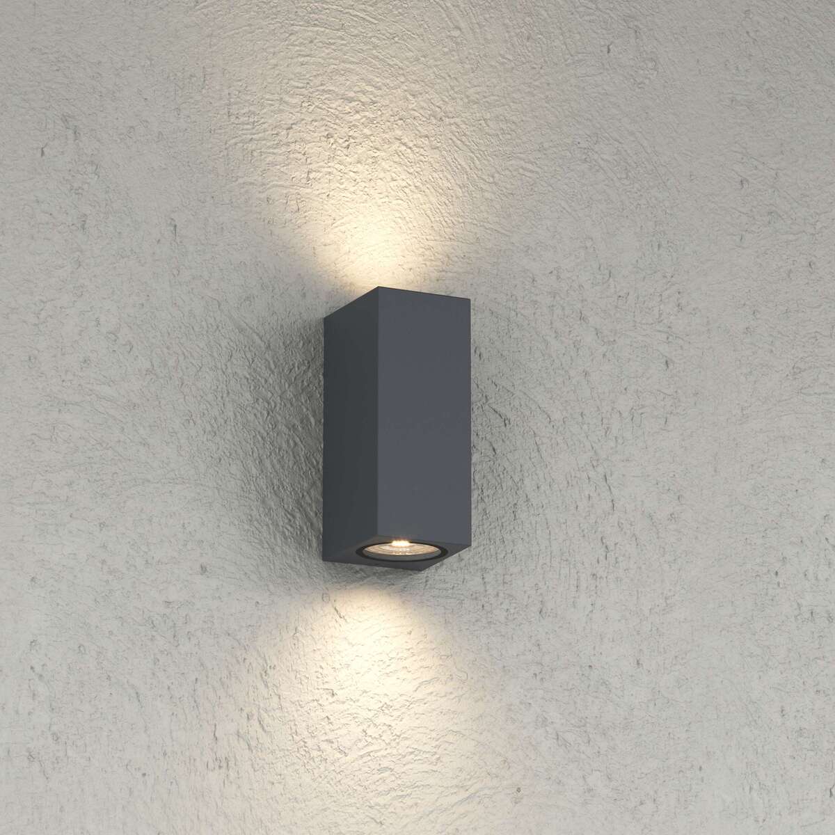 ATENE APPLIQUE BIEMISSIONE 2 LUCI GRIGIO ANTRACITE IP65 IK04 GU10 NON INCLUSA