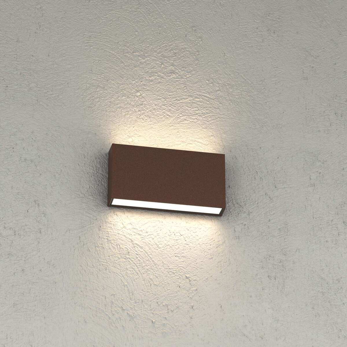 MADRID APPLIQUE BIEMISSIONE 18CM CORTEN 2X5W LED INTEGR. CCT3000/4000 IP65