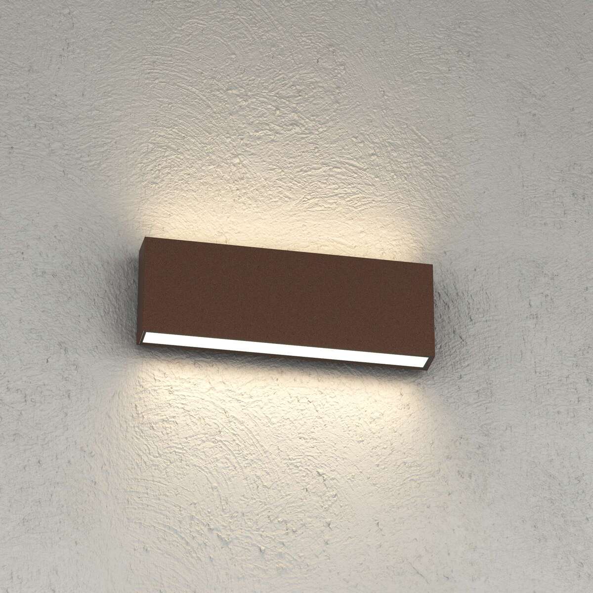 MADRID APPLIQUE BIEMISSIONE 26CM CORTEN 2X10W LED INTEGR. CCT3000/4000 IP65