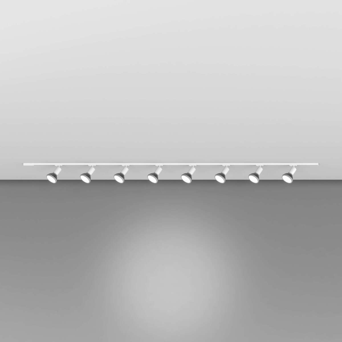 MONO/AMOSKIT-300-BI MONO KIT BINARIO BIANCO 300 CM. (200 + GIUNTO ELETTRIFICATO + 100 CM) + 8 PZ. FARETTO AMOS BIANCO