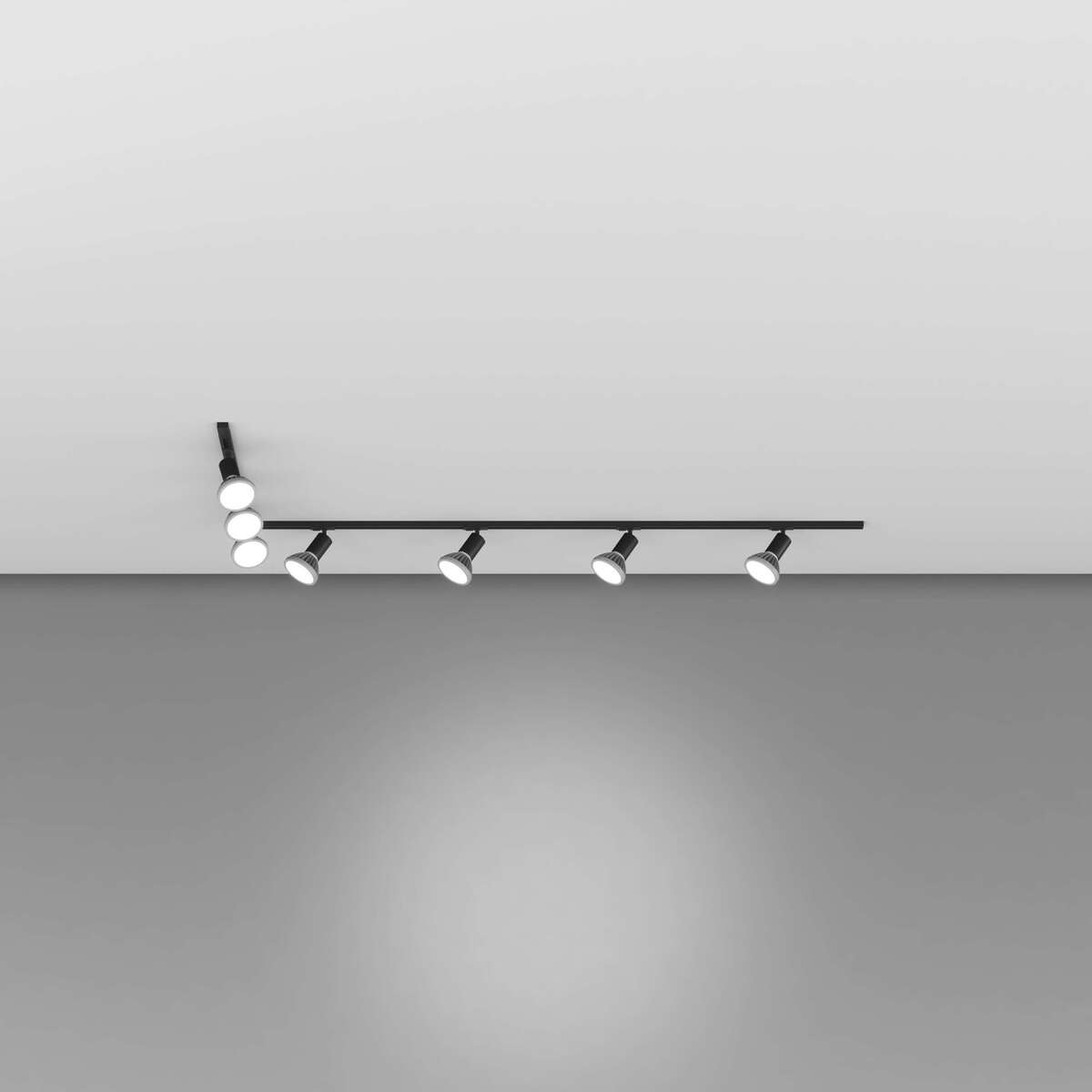 MONO/AMOSKIT-300L-NE MONO KIT BINARIO NERO 300 CM. (200 + GIUNTO AD 'L' + 100 CM) + 7 PZ. FARETTO AMOS NERO