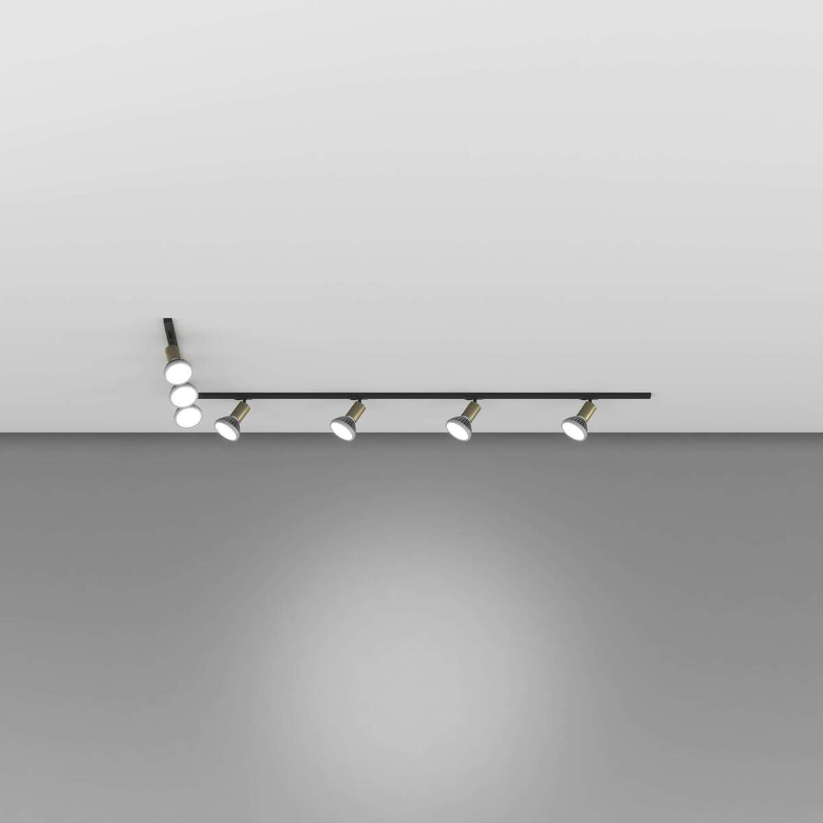 MONO/AMOSKIT-300L-OR MONO KIT BINARIO NERO 300 CM. (200 + GIUNTO AD 'L' + 100 CM) + 7 PZ. FARETTO AMOS ORO