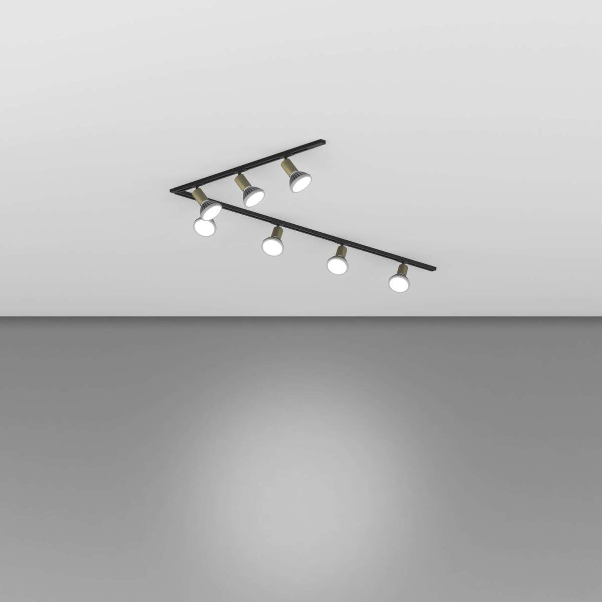 MONO/AMOSKIT-300L-OR MONO KIT BINARIO NERO 300 CM. (200 + GIUNTO AD 'L' + 100 CM) + 7 PZ. FARETTO AMOS ORO
