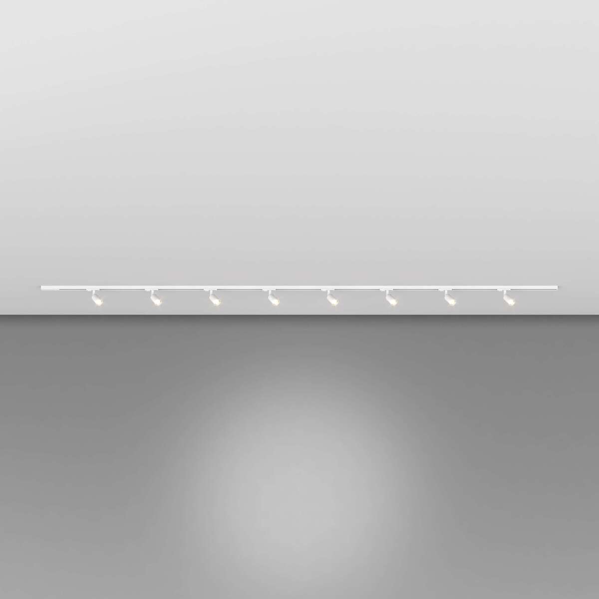 MONO/LARAKIT-300-BI MONO KIT BINARIO BIANCO 300 CM. (200 + GIUNTO ELETTRIFICATO + 100 CM) + 8 PZ. FARETTO LARA BIANCO