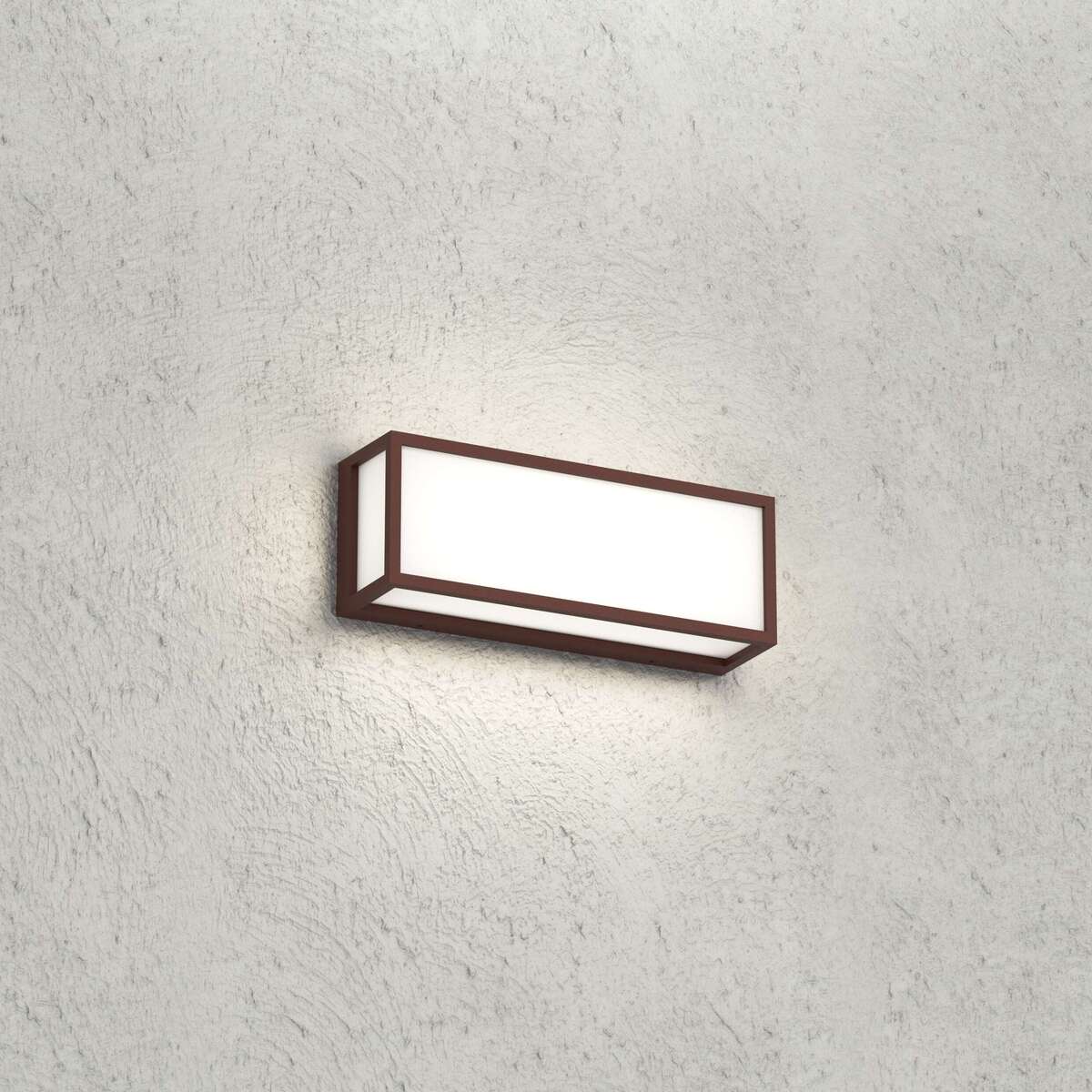 OSAKA APPLIQUE/PLAFONIERA RETTANGOLARE GRANDE 30CM. 3 LUCI CORTEN IP54 GX53 NON INCLUSE