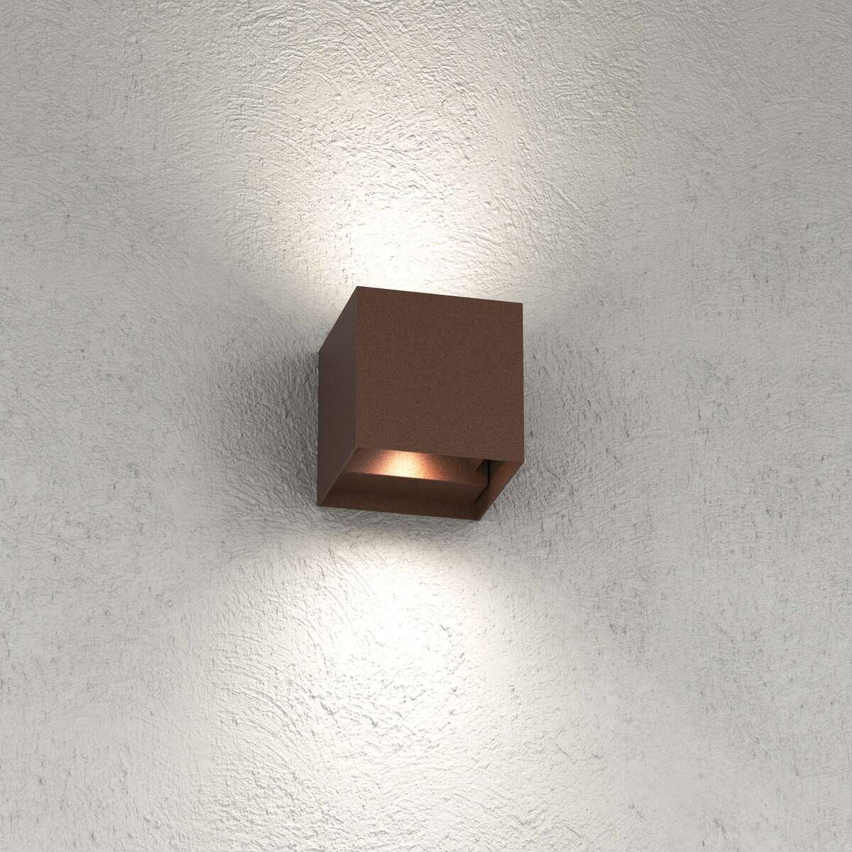 PERTH/AG-CO PERTH APPLIQUE BIEMISSIONE 12X12CM CORTEN 20W LED INTEGR. CCT3000/4000 IP65