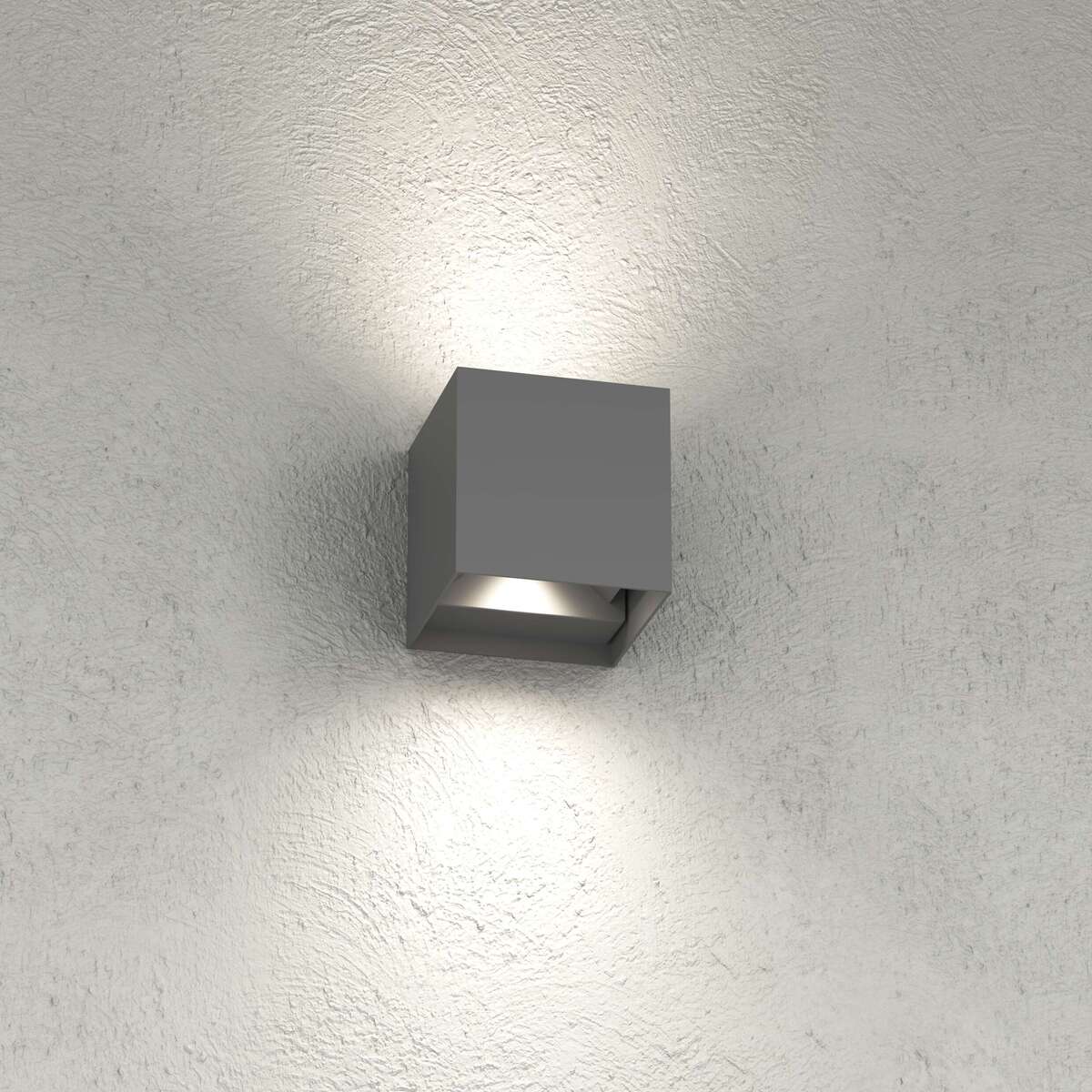 PERTH APPLIQUE BIEMISSIONE 12X12CM GRIGIO ANTRACITE 20W LED INTEGR. CCT3000/4000 IP65