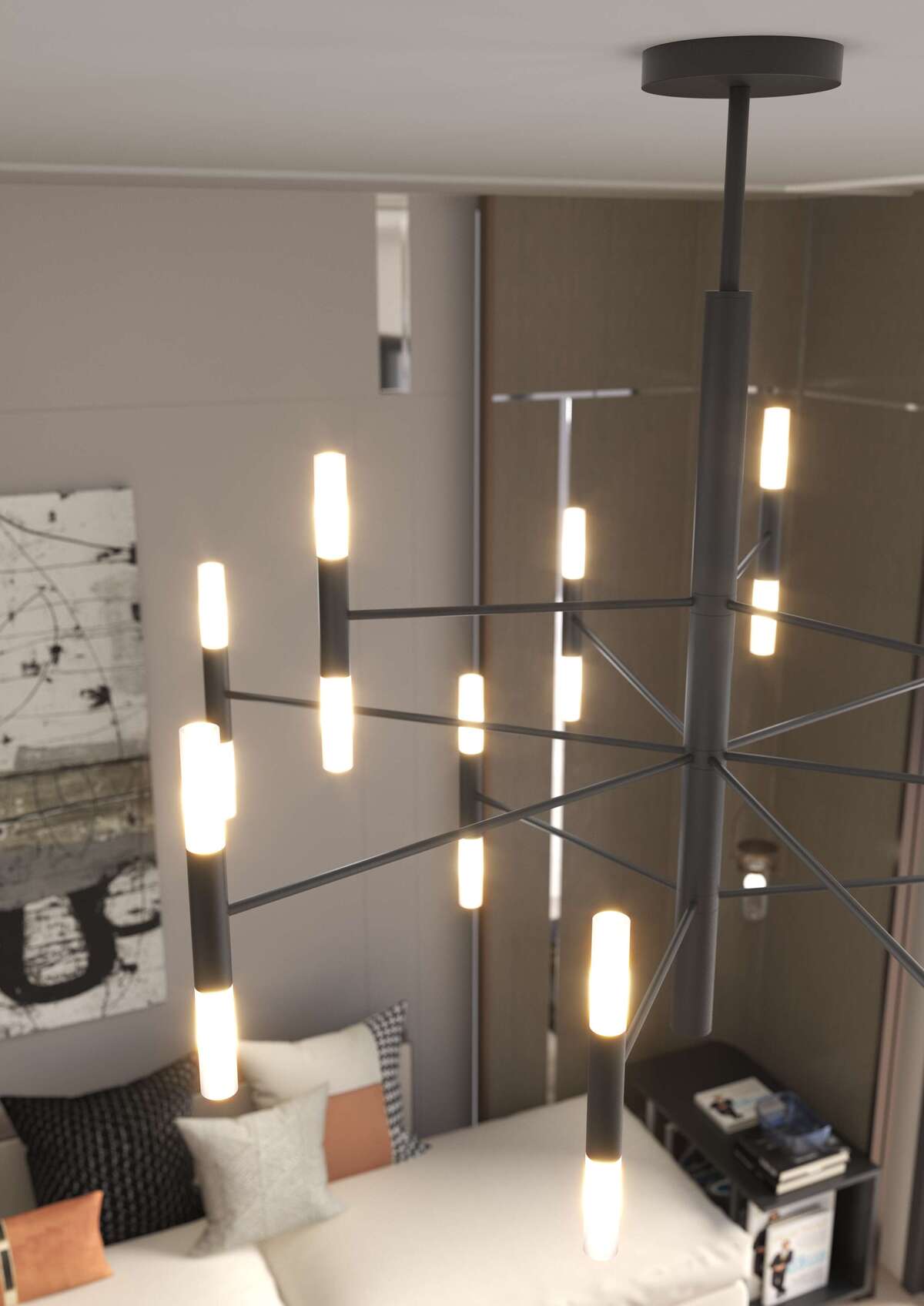 1226/100-NE SPACE SOSPENSIONE 24 LUCI NERO