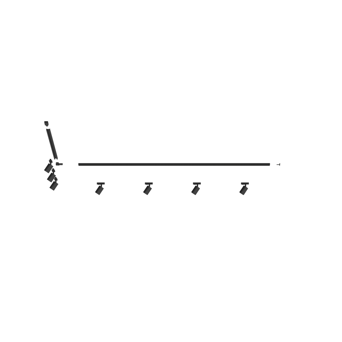 MONO/AMOSKIT-300L-NE MONO KIT BINARIO NERO 300 CM. (200 + GIUNTO AD 'L' + 100 CM) + 7 PZ. FARETTO AMOS NERO