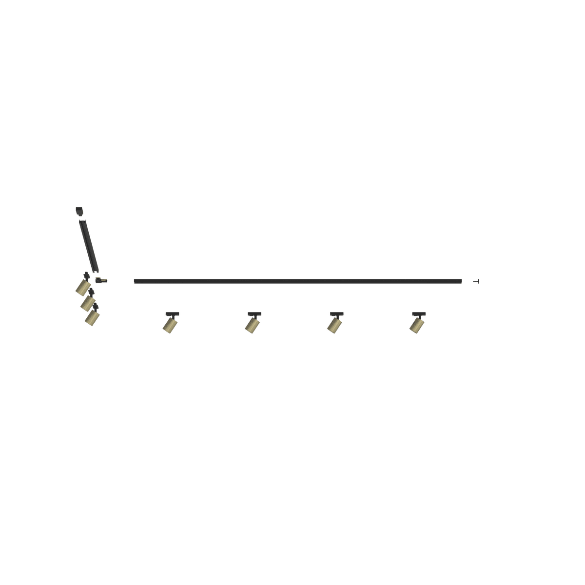 MONO/AMOSKIT-300L-OR MONO KIT BINARIO NERO 300 CM. (200 + GIUNTO AD 'L' + 100 CM) + 7 PZ. FARETTO AMOS ORO