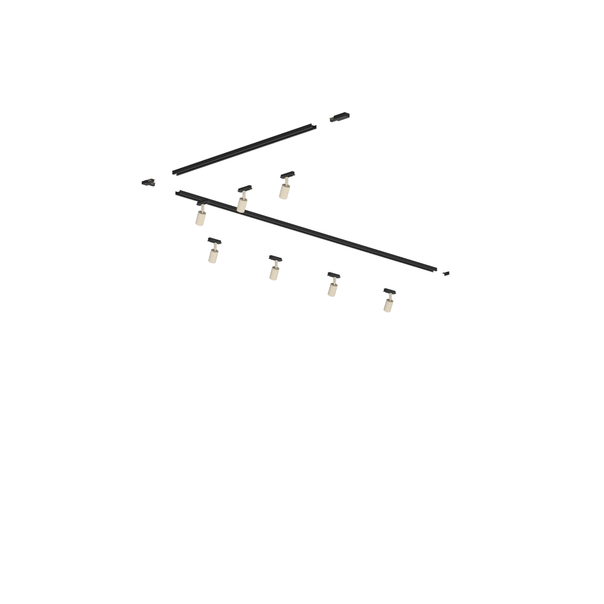 MONO/LARAKIT-300L-SA MONO KIT BINARIO NERO 300 CM. (200 + GIUNTO AD 'L' + 100 CM) + 7 PZ. FARETTO LARA SABBIA