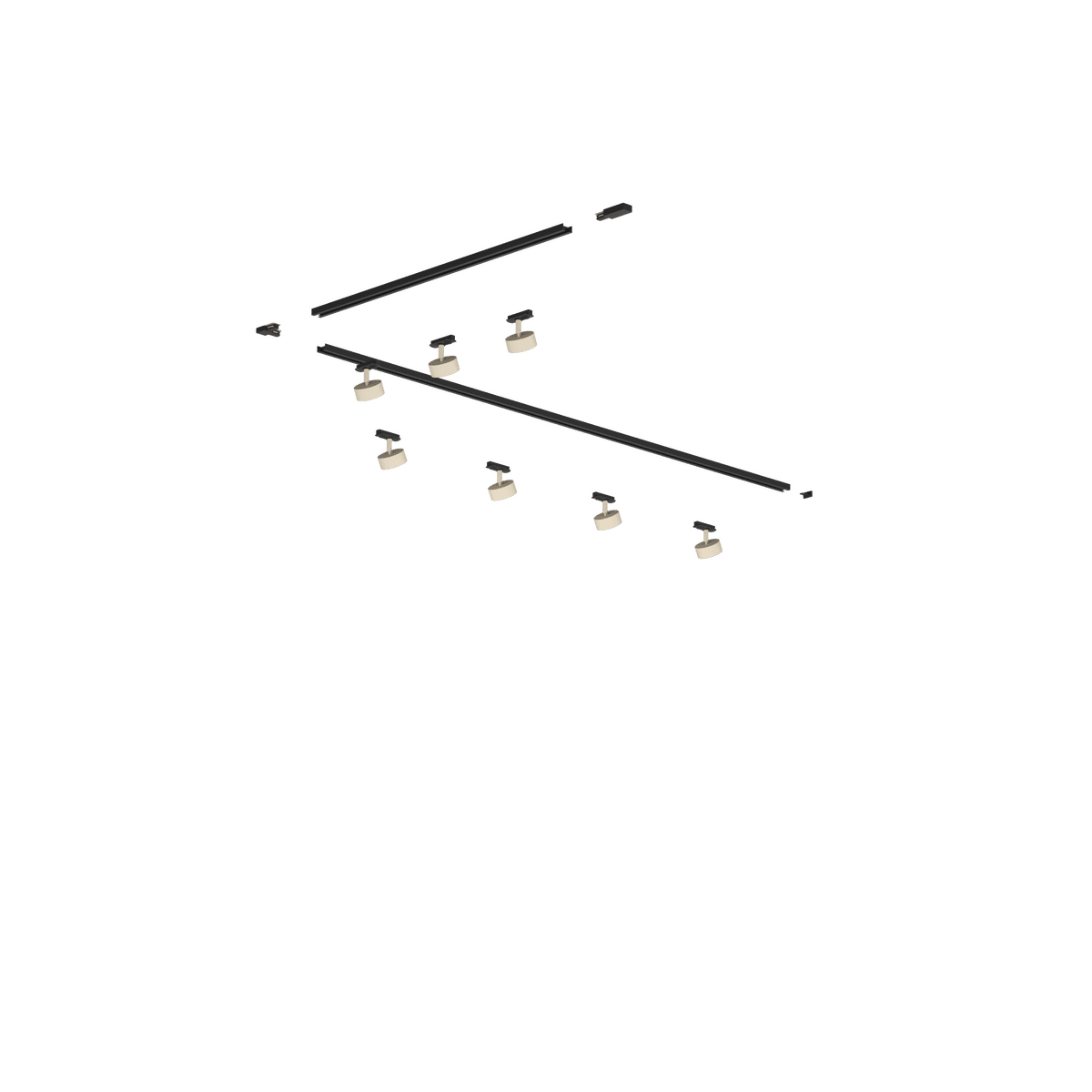 MONO/NEMOKIT-300L-SA MONO KIT BINARIO NERO 300 CM. (200 + GIUNTO AD 'L' + 100 CM) + 7 PZ. FARETTO NEMO SABBIA