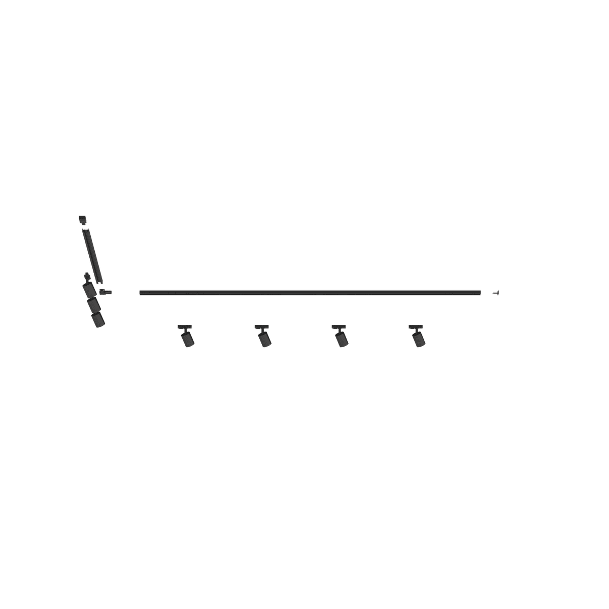 MONO/YARIKIT-300L-NE MONO KIT BINARIO NERO 300 CM. (200 + GIUNTO AD 'L' + 100 CM) + 7 PZ. FARETTO YARI NERO