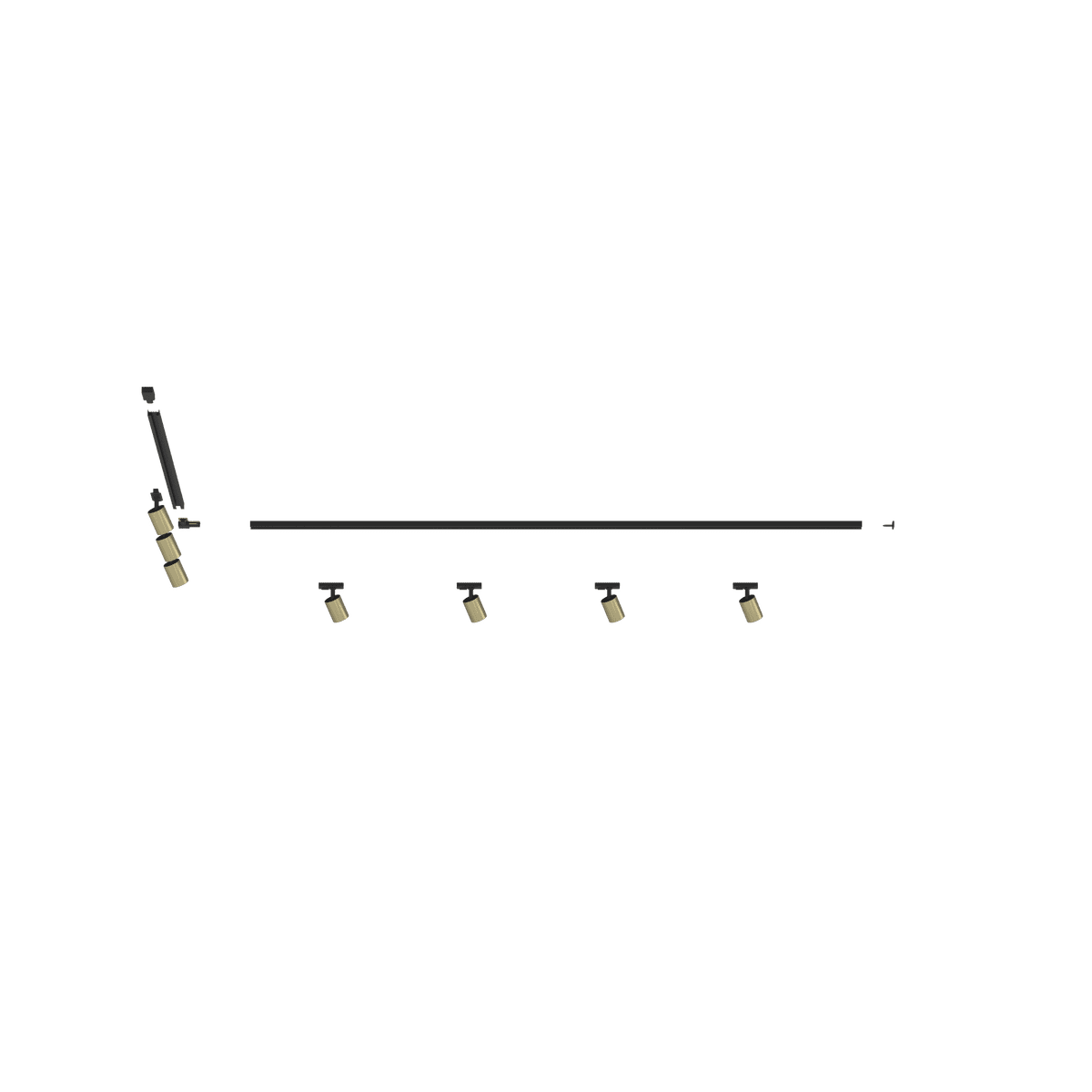 MONO/YARIKIT-300L-OR MONO KIT BINARIO NERO 300 CM. (200 + GIUNTO AD 'L' + 100 CM) + 7 PZ. FARETTO YARI ORO
