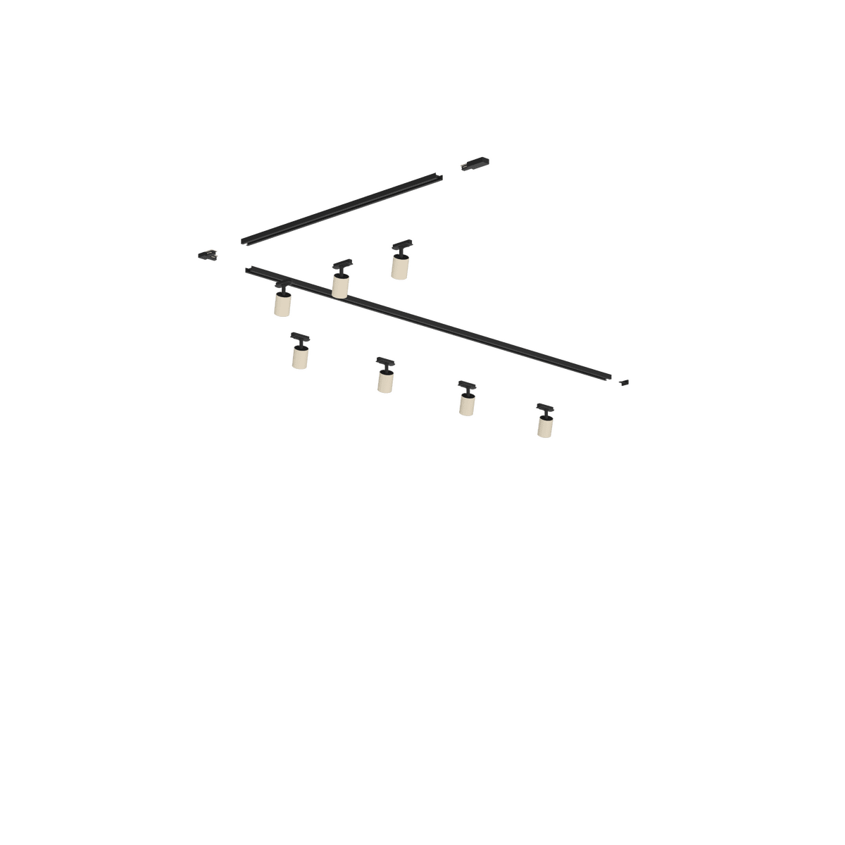 MONO/YARIKIT-300L-SA MONO KIT BINARIO NERO 300 CM. (200 + GIUNTO AD 'L' + 100 CM) + 7 PZ. FARETTO YARI SABBIA