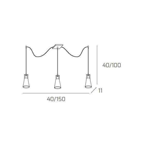 1079/S3-S CONE SOSPENSIONE 3 LUCI SPOSTABILI
