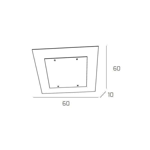 1087/60-FA TRAY PLAFONIERA 60 CM. 4 LUCI FOGLIA ARGENTO