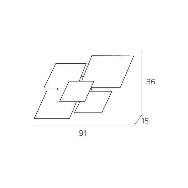 1088/90-FO SHADOW/90 APPLIQUE/PLAFONIERA 4 LUCI FOGLIA ORO