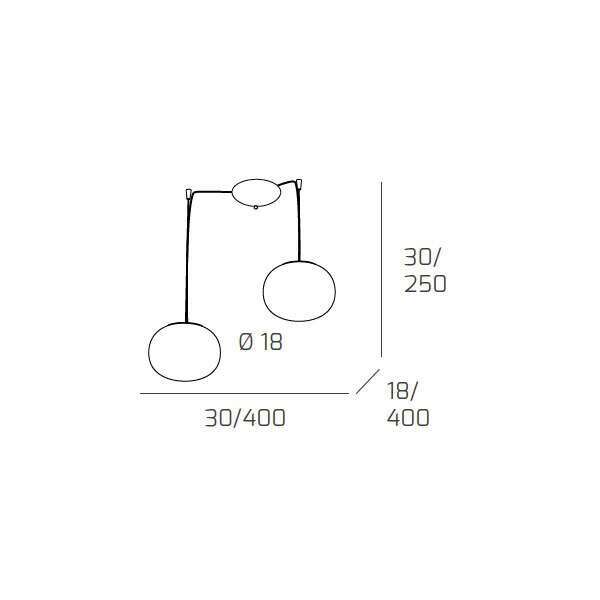 1092/S2-18 SOFT SOSPENSIONE D.18 CM. 2 LUCI