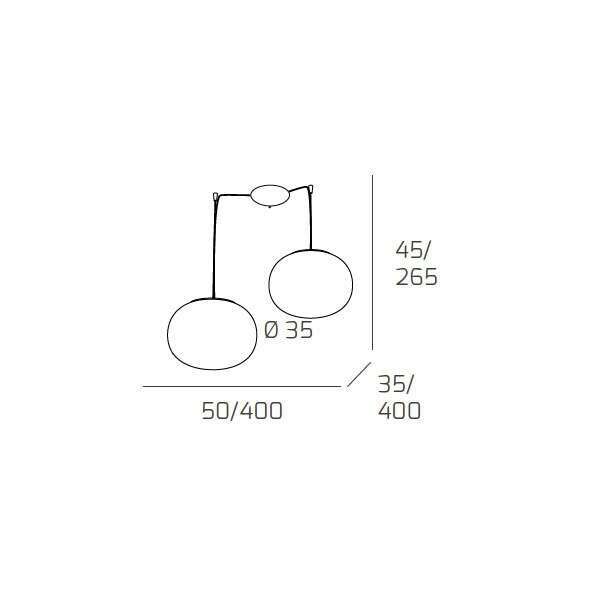 1092/S2-35 SOFT SOSPENSIONE D.35 CM. 2 LUCI