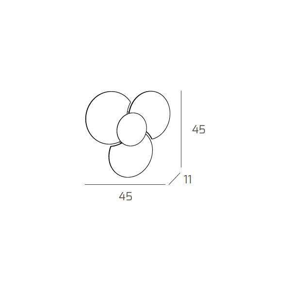 1114/45-FO CLOVER APPLIQUE/PLAFONIERA D.45 CM 3 LUCI FOGLIA ORO