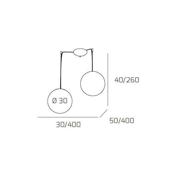 1117/S2-30-BI MOON SOSPENSIONE 2 LUCI D.30 CM. VETRO BIANCO