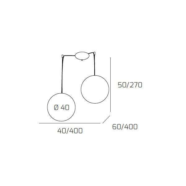 1117/S2-40-BI MOON SOSPENSIONE 2 LUCI D.40 CM. VETRO BIANCO