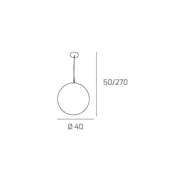 1117/S40-BI MOON SOSPENSIONE 1 LUCE D.40 CM. VETRO BIANCO