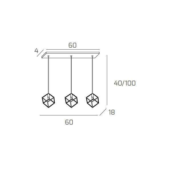 1125/S3 R FRAME SOSPENSIONE RETTANGOLARE 3 LUCI