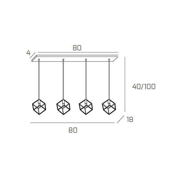 1125/S4 R FRAME SOSPENSIONE RETTANGOLARE 4 LUCI