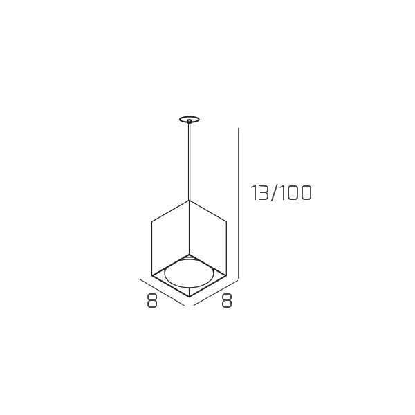 1127INCNE/S10-SA AREA SOSP. TUBO H.10 1 LUCE SABBIA E ROSONE DA INCASSO NERO