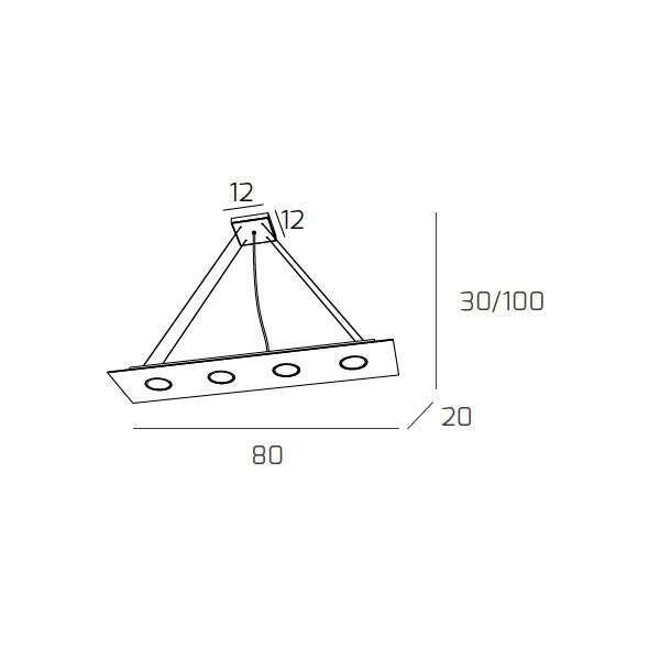 1127/S4 R-BI AREA SOSPENSIONE 4 LUCI RETTANGOLARE BIANCO