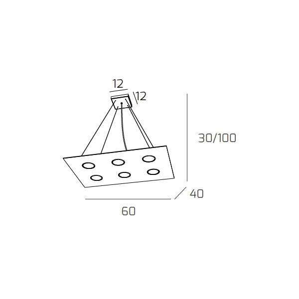 1127/S6 R-GR AREA SOSPENSIONE 6 LUCI GRIGIO