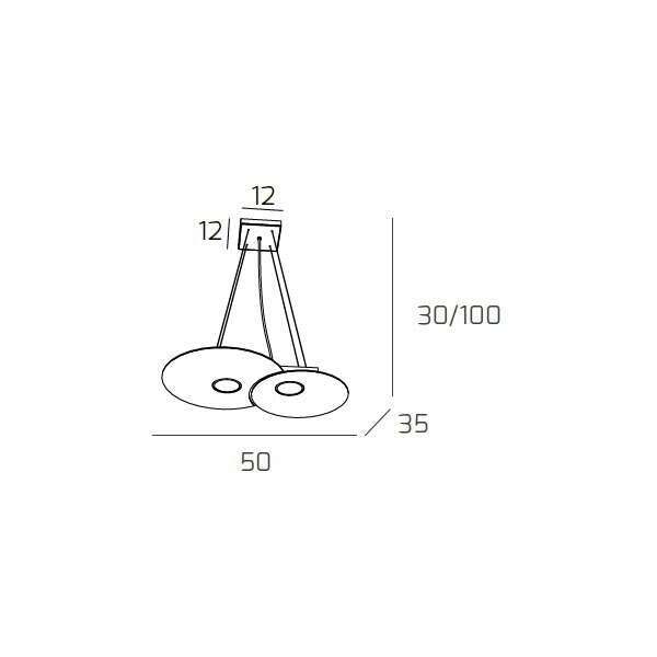 1128/S2 R-GR CLOUD SOSPENSIONE 2 LUCI GRIGIO