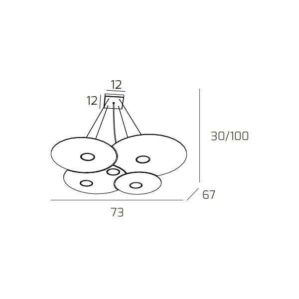 1128/S5-GR CLOUD SOSPENSIONE 5 LUCI GRIGIO