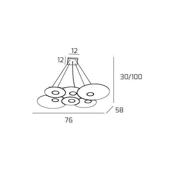 1128/S6 R-GR CLOUD SOSPENSIONE 6 LUCI GRIGIO