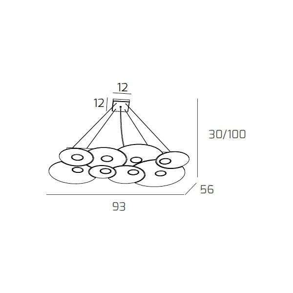 1128/S8 R-SA CLOUD SOSPENSIONE 8 LUCI SABBIA