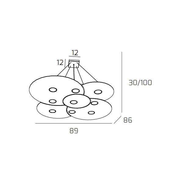 1128/S9-BI CLOUD SOSPENSIONE 9 LUCI BIANCO