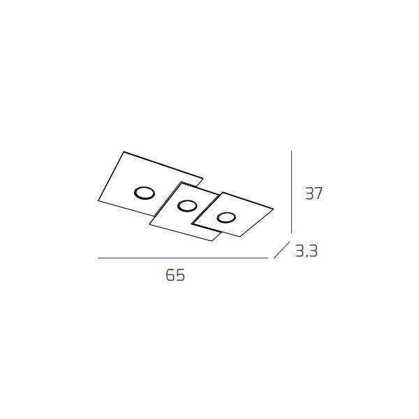 1129/PL3 R-GA PLATE PLAFONIERA 3 LUCI GRIGIO ANTRACITE