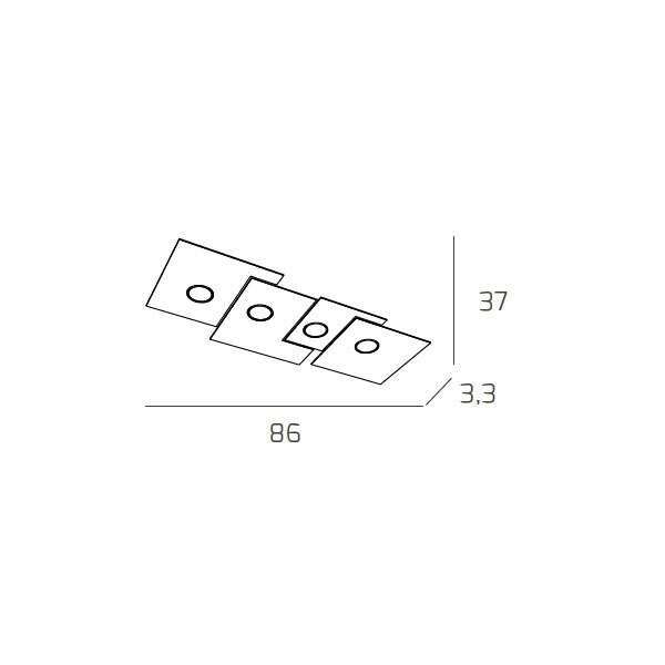 1129/PL4 R-BI PLATE PLAFONIERA 4 LUCI RETTANGOLARE BIANCO