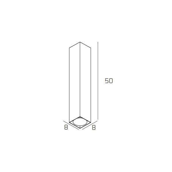 1129/PL50-GA PLATE PLAFONIERA TUBO H.50 1 LUCE GRIGIO ANTRACITE