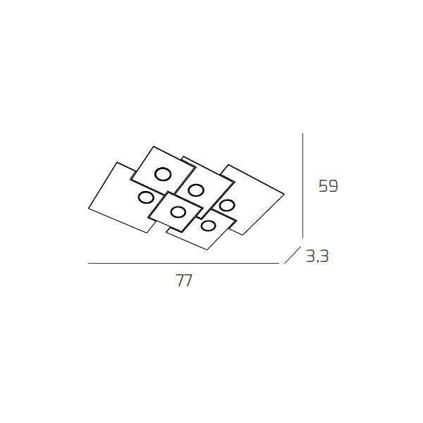 1129/PL6 R-GA PLATE PLAFONIERA 6 LUCI GRIGIO ANTRACITE
