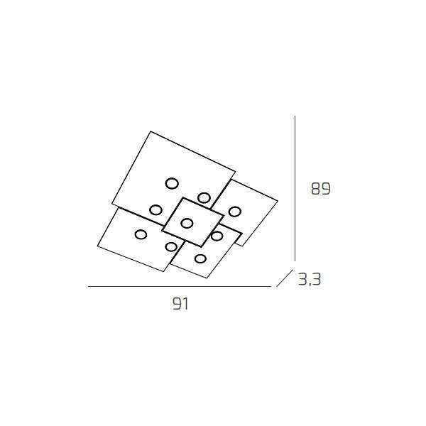 1129/PL9-GR PLATE PLAFONIERA 9 LUCI GRIGIO