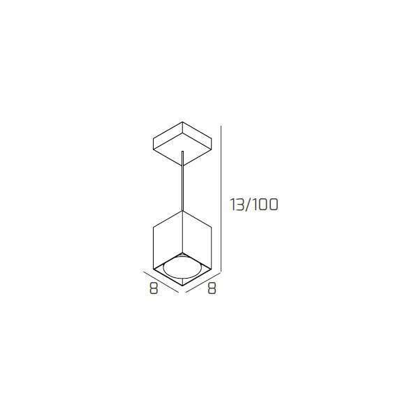 1129/S10-BI PLATE SOSPENSIONE TUBO H.10 1 LUCE BIANCO