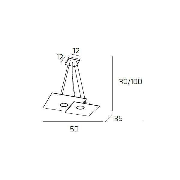 1129/S2 R-GA PLATE SOSPENSIONE 2 LUCI GRIGIO ANTRACITE