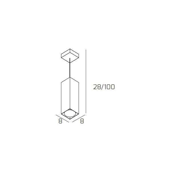 1129/S25-GA PLATE SOSPENSIONE TUBO H.25 1 LUCE GRIGIO ANTRACITE