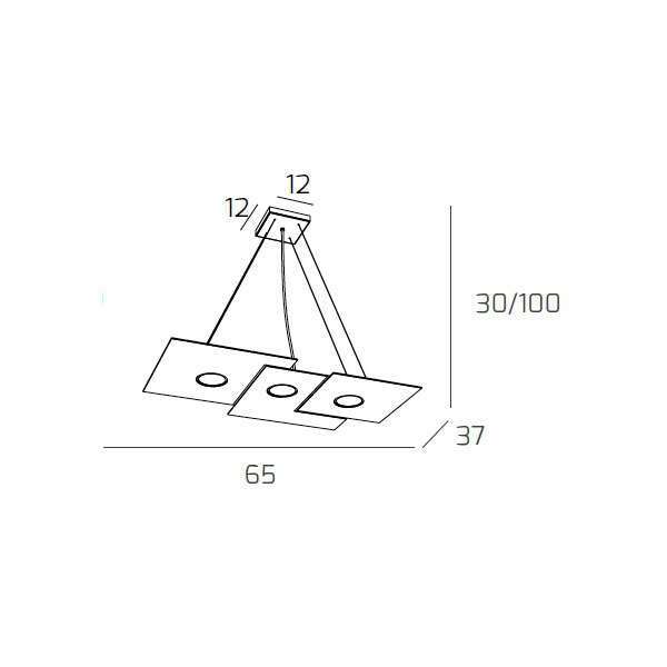 1129/S3 R-BI PLATE SOSPENSIONE 3 LUCI BIANCO