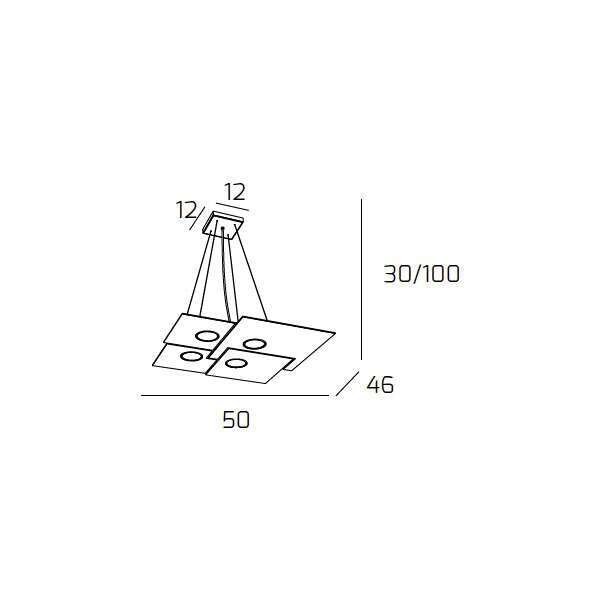 1129/S4-SA PLATE SOSPENSIONE 4 LUCI QUADRA SABBIA