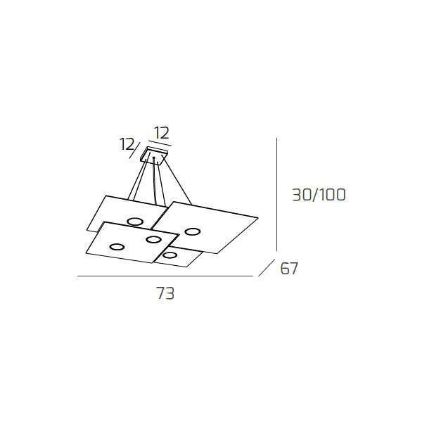 1129/S5-GA PLATE SOSPENSIONE 5 LUCI GRIGIO ANTRACITE